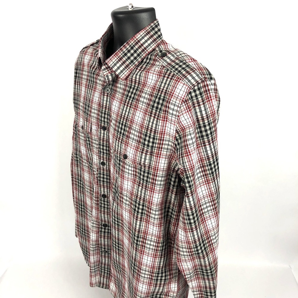 Express Shirt Mens Medium Modern Fit Button Front Plaid Shirt Cotton - Picture 3 of 5